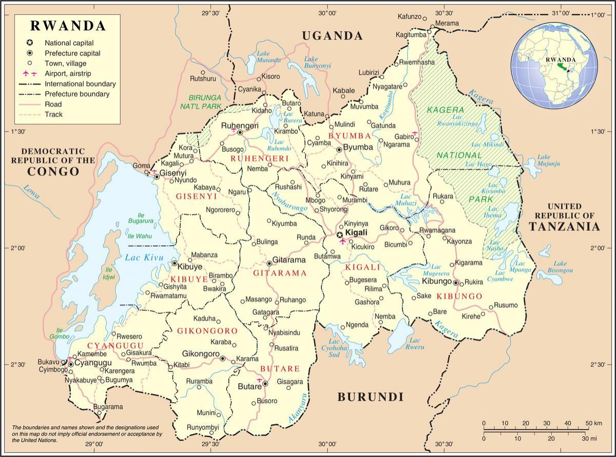 peta - peta Rwanda negara-negara sekitarnya